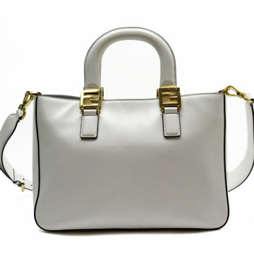 Fendi handbag shoulder bag 2WAY FF Thoth white leather 8BH367-A9Y0