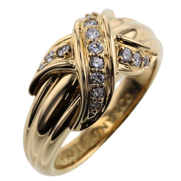 TIFFANY Ring Signature X Cross 15P K18 Yellow Gold Diamond No. 9 Ladies &Co.