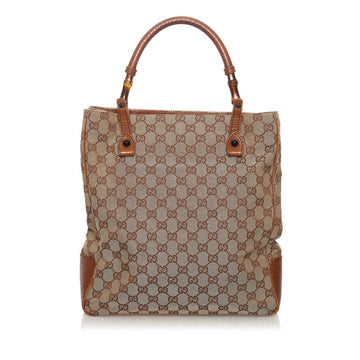 Gucci GG Canvas Bamboo Tote Bag 112530 Beige Leather Ladies GUCCI