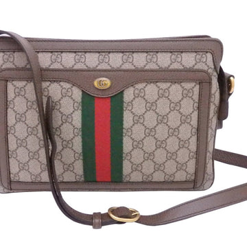 Gucci Shoulder Bag GG Supreme Offdia Beige Brown PVC Leather Crossbody 523354