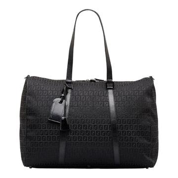 FENDI Zucchino Boston bag black canvas leather ladies