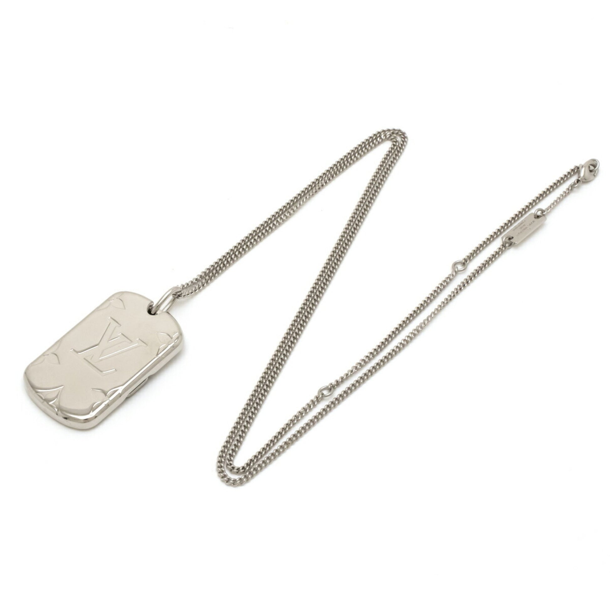 Louis Vuitton Monogram Locket Necklace, Silver, One Size