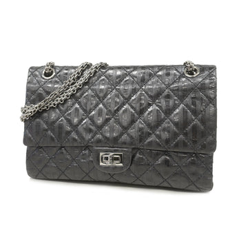 Chanel 2.55 W Flap W Chain Women's Leather Shoulder Bag Black