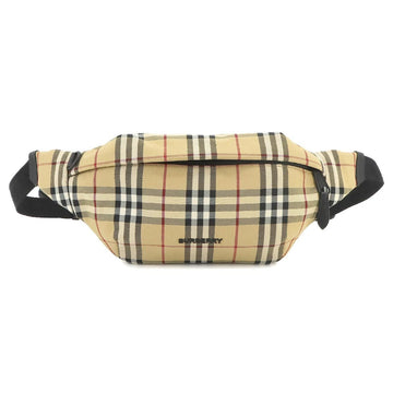 BURBERRY Check Sonny Belt Bag Body Waist Pouch Nylon Leather Beige Black 8069755