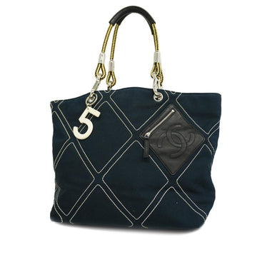 CHANEL Tote Bag Cruise Canvas Navy Silver Hardware Women's