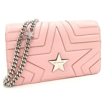 STELLA MCCARTNEY Shoulder Bag Small Flap 529306 Light Pink Faux Leather Star Women's Chain Crossbody Plate