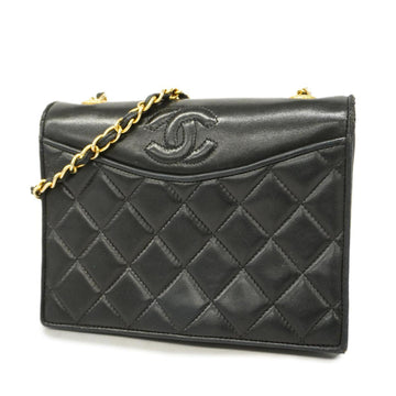 CHANEL Shoulder Bag Matelasse Chain Lambskin Black Gold Hardware Women's