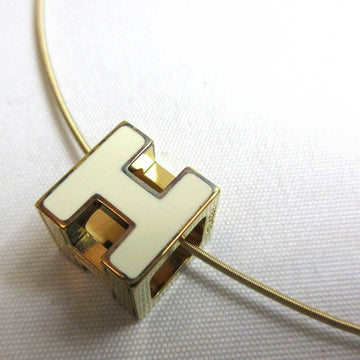 HERMES H cube necklace white × gold