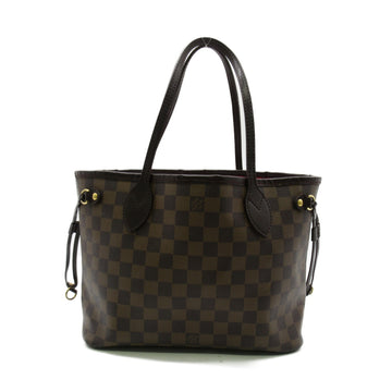 LOUIS VUITTON Neverfull Tote Bag Brown Ebene Damier PVC coated canvas N51109