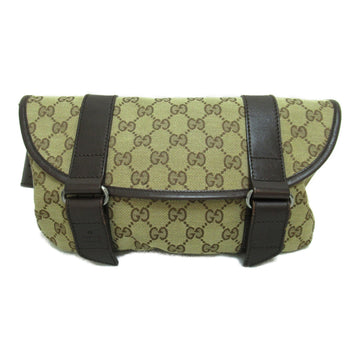 GUCCI Waist bag Beige Dark brown GG canvas leather 145851