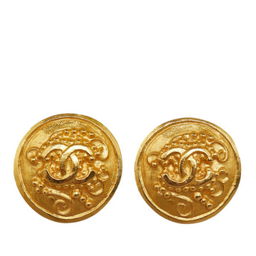 CHANEL Cocomark Earrings Gold Plated Women's