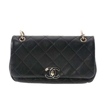 CHANEL Matelasse Chain Shoulder Small Flap 22cm Black Ladies Lambskin Bag