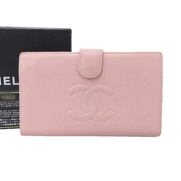 Chanel Coco Mark Logo Long Wallet with Hook Caviar Skin Pink Seal 9th Series A13498