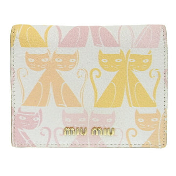 MIU MIU Madras Cat Bifold Wallet White Multicolor Women's