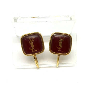 YVES SAINT LAURENT YSL logo earrings gold red women's accessories