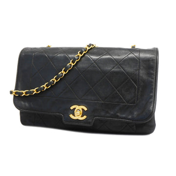 CHANELAuth  Matelasse Single Chain Women's Leather Shoulder Bag Black