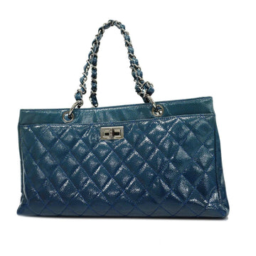 CHANEL Handbag Matelasse 2.55 Chain Shoulder Caviar Skin Blue Silver Hardware Women's