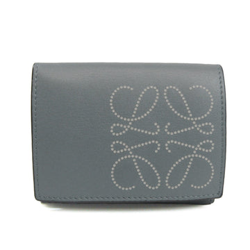 LOEWE Anagram C500TR2X01 Women's Leather Wallet [tri-fold] Light Blue Gray