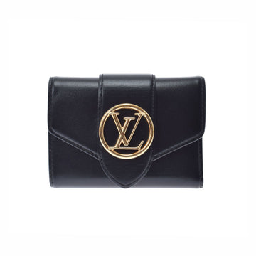 Louis Vuitton Portofeuil Ponneuf Black M69175 Men's Calf Tri-Fold Wallet