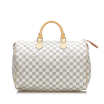 Louis Vuitton Damier Azur Speedy 35 Handbag Boston Bag N41535 White PVC Leather Ladies LOUIS VUITTON