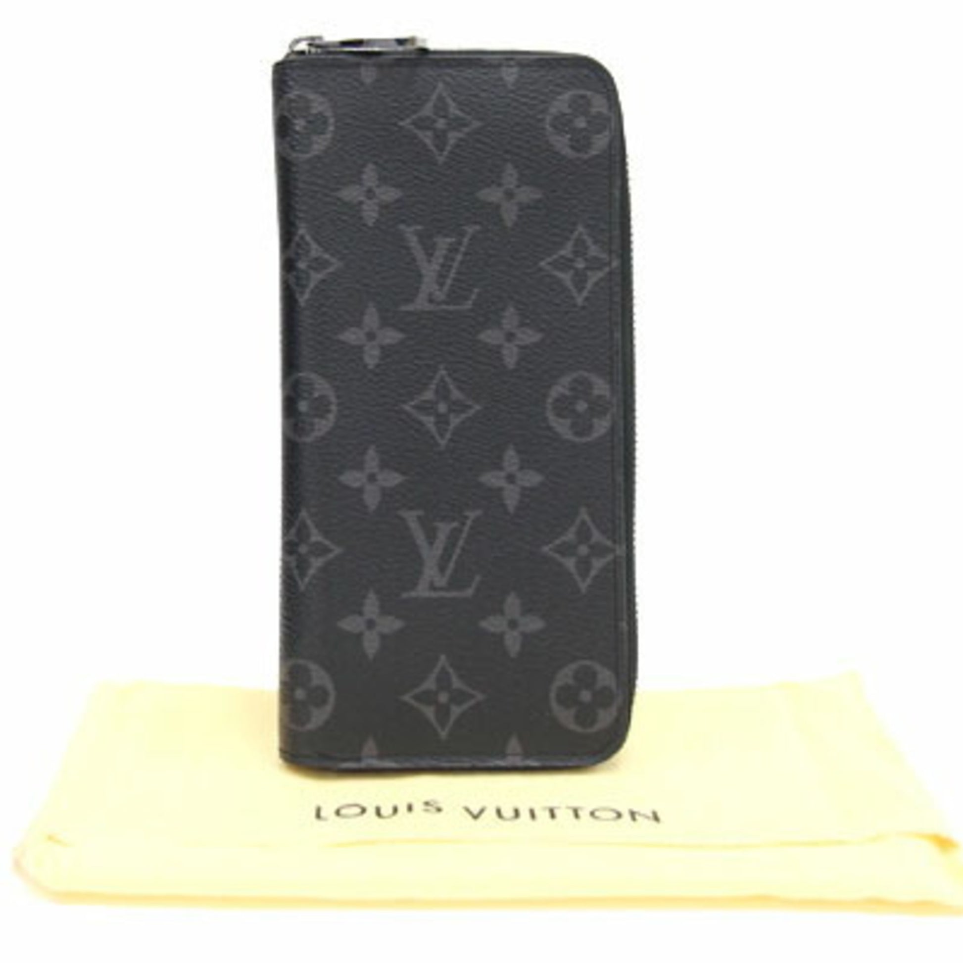 LOUIS VUITTON Long Wallet Round Zip Vertical M62295 Monogram Eclipse Black  Men