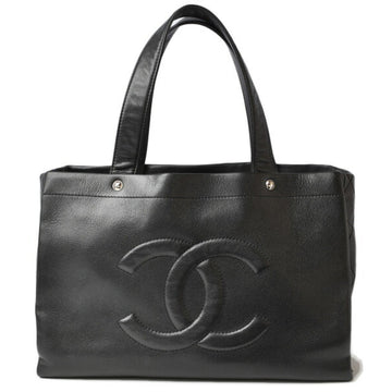 Chanel shoulder bag tote size CHANEL here mark caviar skin black