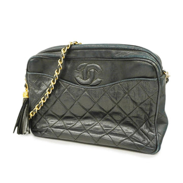 CHANEL Shoulder Bag Matelasse Chain Lambskin Black Gold Hardware Women's