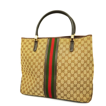 GUCCI tote bag GG canvas Sherry line 162160 brown beige gold hardware ladies