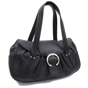 Celine Tote Bag Black Leather Women's Buckle Design