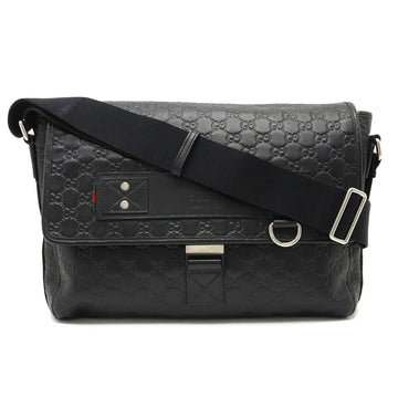 GUCCIsima Sherry Line Shoulder Bag Rubber Coated Leather Black 246067