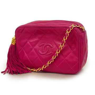 CHANEL Shoulder Bag Matelasse Lambskin Pink Gold Hardware Women's