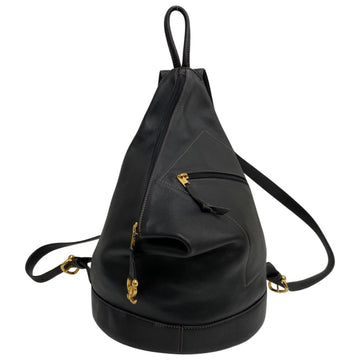 LOEWE Anagram logo metal fittings leather genuine rucksack day bag pack black