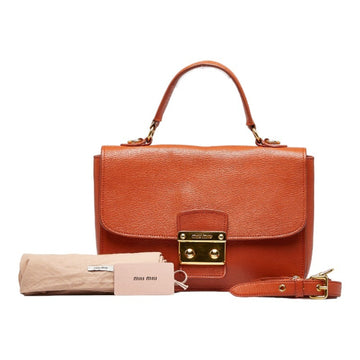MIU MIU Miu Madras Bicolore Handbag Shoulder Bag RN0726 Orange Gold Leather Women's MIUMIU