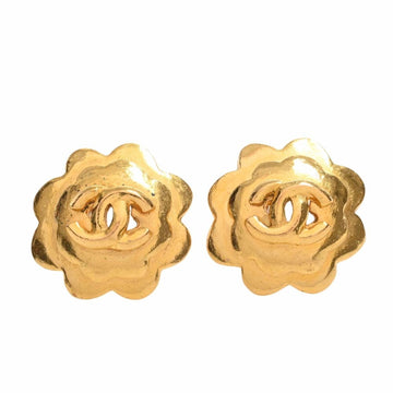 CHANEL flower motif here mark earrings gold ladies