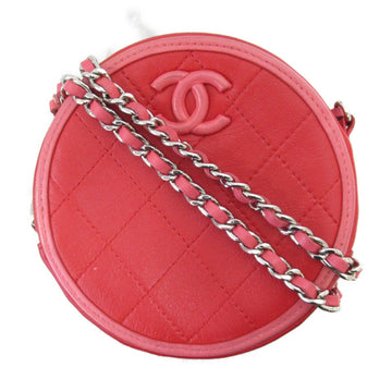 CHANEL ChainShoulder Bag Red Pink leather