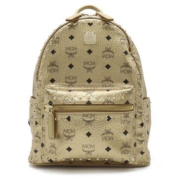 MCM Glam Backpack Rucksack Studded Leather Metallic Gold MMk8AVE40 T1001