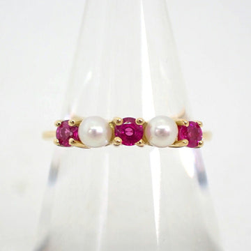 TIFFANY 750 ruby pearl ring size 8