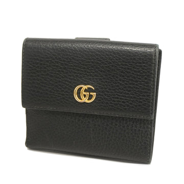 GUCCIAuth  Tri-fold Wallet GG Marmont Women,Men,Unisex Leather Wallet Black