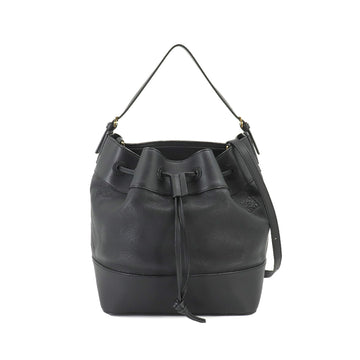 LOEWE Midnight Bucket 2way Shoulder Bag Leather Black 327.12KR99 Gold Hardware