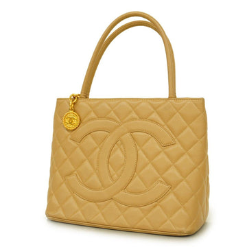 CHANEL tote bag reproduction caviar skin beige gold hardware ladies