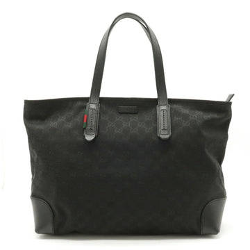 GUCCI GG canvas tote bag shoulder leather black 308928