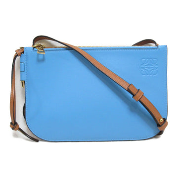 LOEWE Shoulder Bag Blue Brown leather
