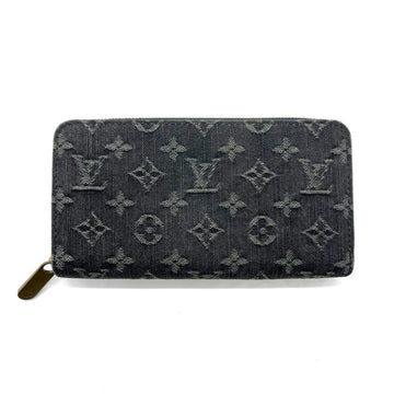 LOUIS VUITTON Round Zipper Long Wallet Monogram Denim Zippy Noir Unisex M95614