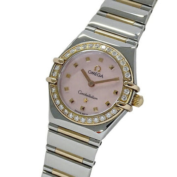 OMEGA Constellation My Choice 1368.73 Watch Ladies Diamond Pink Shell Quartz Stainless Steel SS Gold PG Polished
