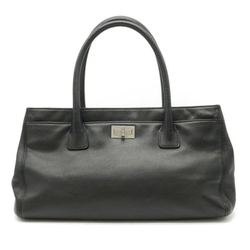 Chanel 2.55 executive line tote bag handbag turn lock leather black A29292