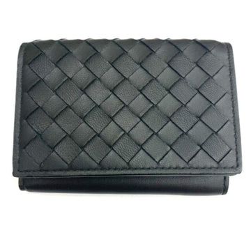 BOTTEGA VENETA BOTTEGAVENETA Three fold wallet compact black 515385 leather men's women's intrecciato