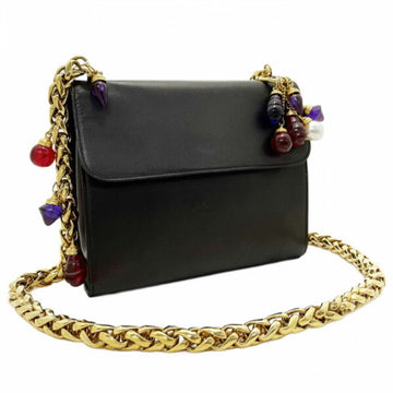 LOEWE Shoulder Bag Chain Leather Colored Stone Charm Women's KW-12917