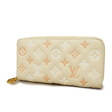 LOUIS VUITTONAuth  Monogram embossed Zippy Wallet M82290 Beige