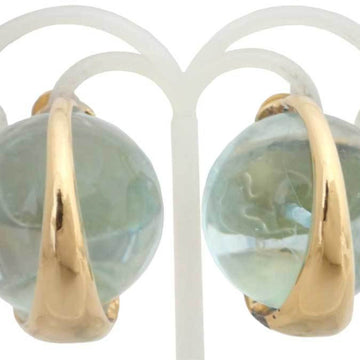 CHANEL Earrings Coco Mark Metal/Glass Stone Gold/Light Blue Women's