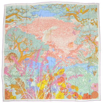 HERMES Carre 140 Jean Shawl Natural Return Blue Ciel Rose Veil Cashmere Silk